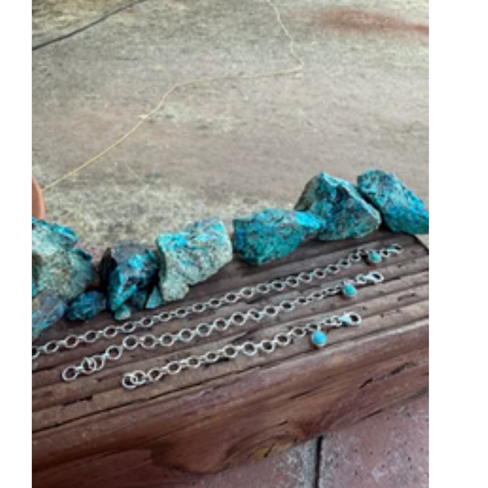 Sterling Silver Chain Extender with Turquoise 6 inches